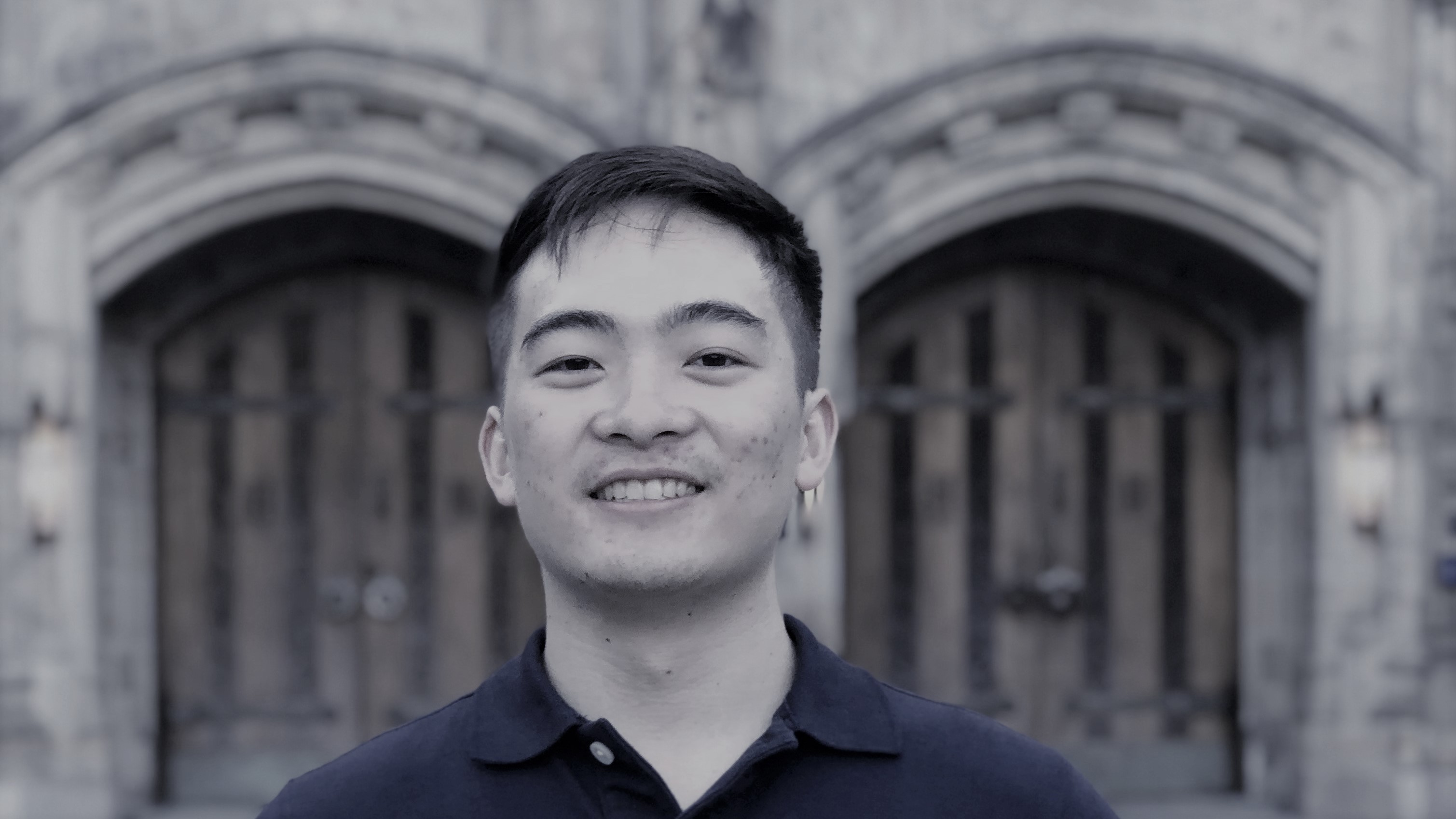 In front of Sterling Library my face